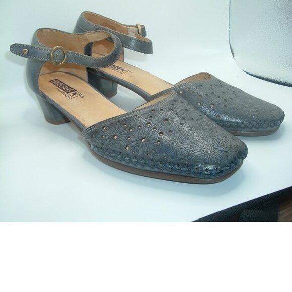 Pikolinos Bohemian Mary Jane Sandals Size 39 Dk Gray Leather Shoes Women's US 9 - Picture 6 of 6